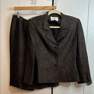 ALBERT NIPON Vintage Designer Women's Chocolate Brown Blazer Set